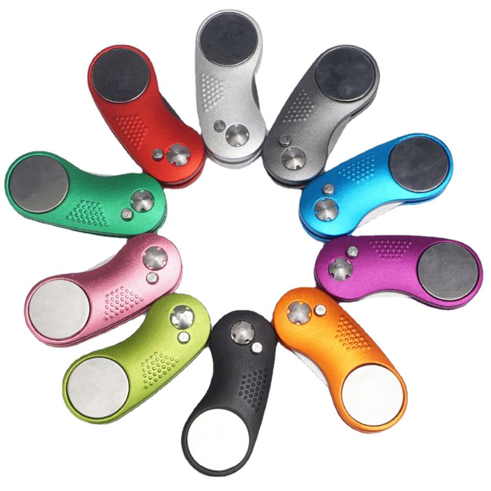 Aluminum Foldable Golf Divot Tool with Magnetic Button Ball Marker