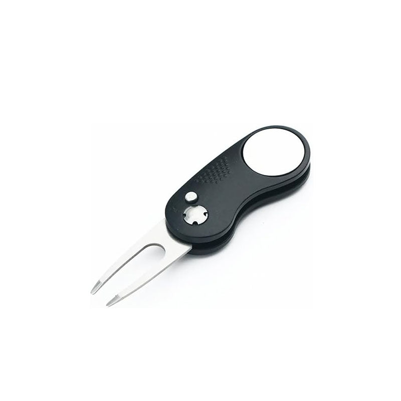 Aluminum Foldable Golf Divot Tool with Magnetic Button Ball Marker