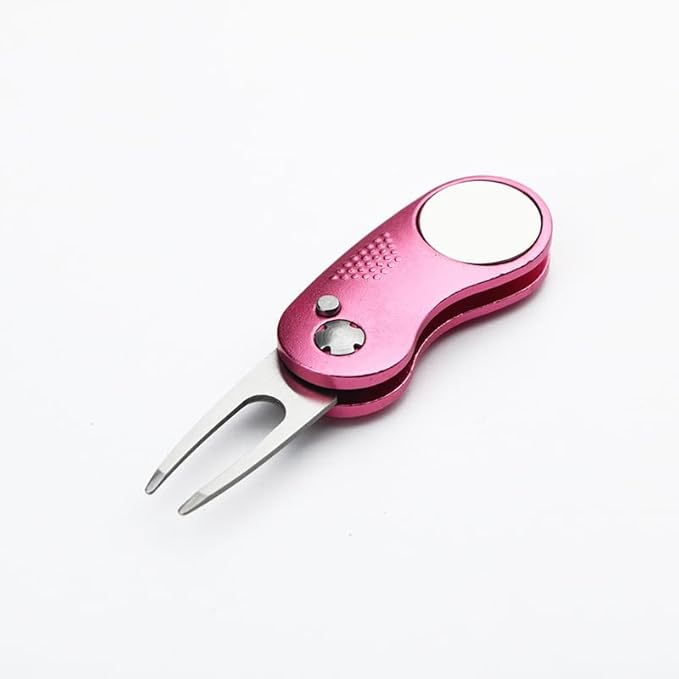Aluminum Foldable Golf Divot Tool with Magnetic Button Ball Marker