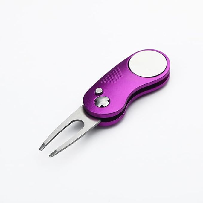 Aluminum Foldable Golf Divot Tool with Magnetic Button Ball Marker