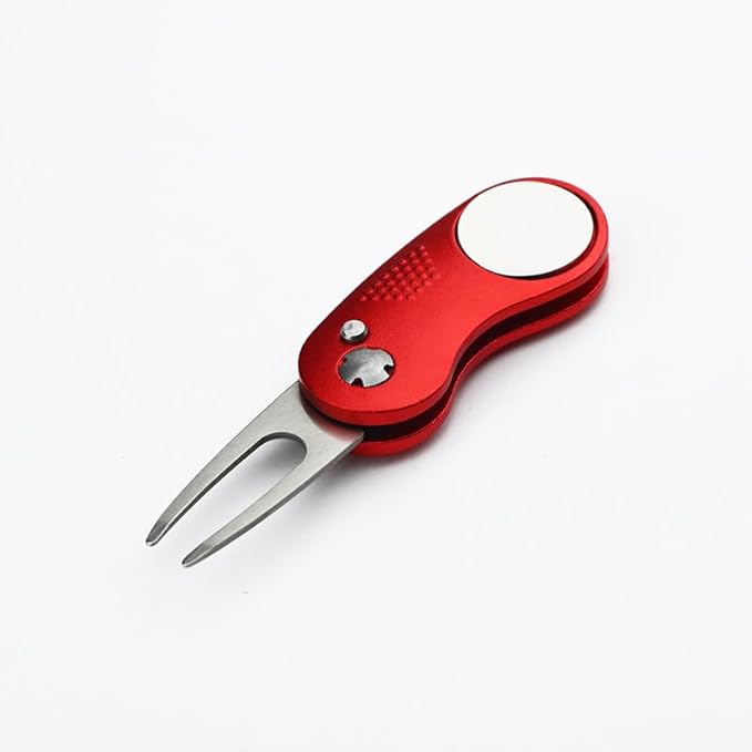 Aluminum Foldable Golf Divot Tool with Magnetic Button Ball Marker