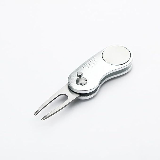 Aluminum Foldable Golf Divot Tool with Magnetic Button Ball Marker