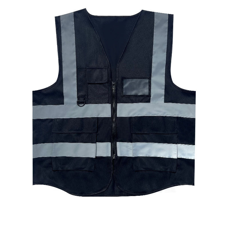 Safety Vest Jacket with Front Zipper & Pockets