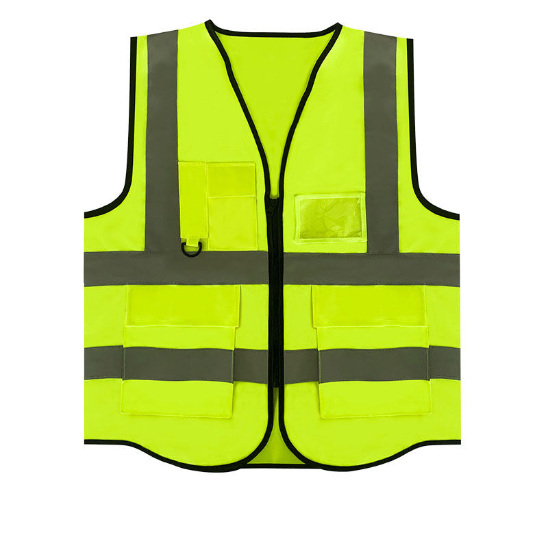 Safety Vest Jacket with Front Zipper & Pockets