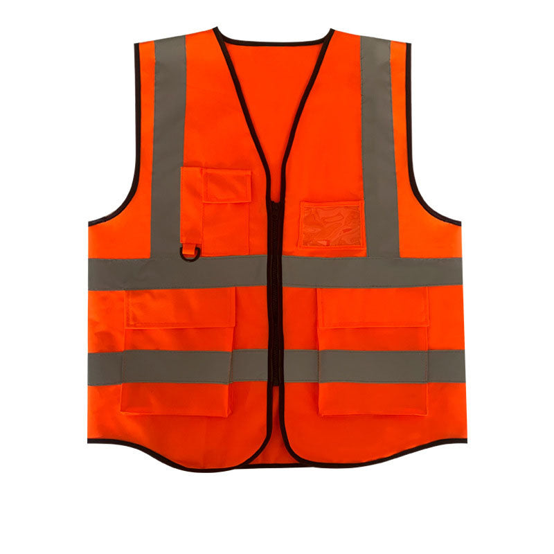 Safety Vest Jacket with Front Zipper & Pockets