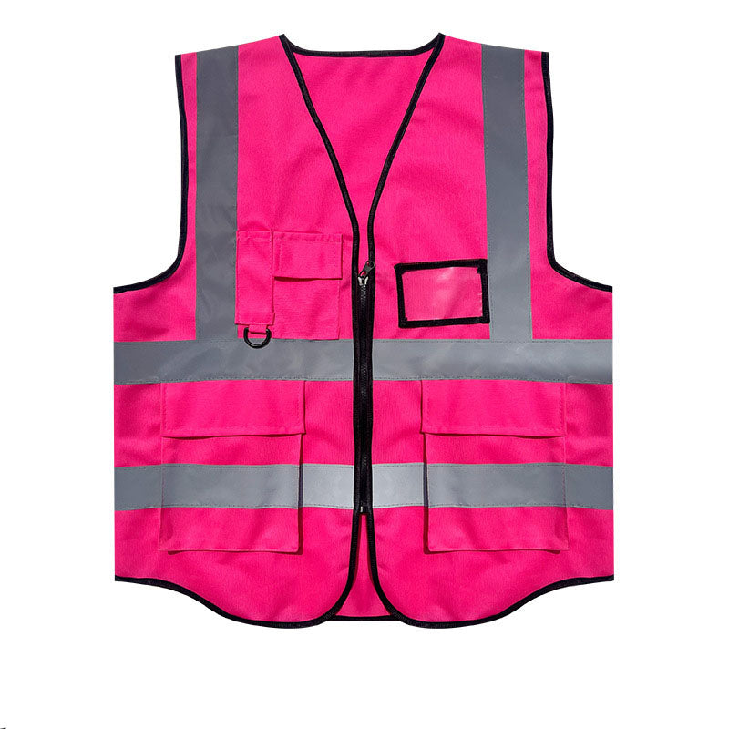 Safety Vest Jacket with Front Zipper & Pockets