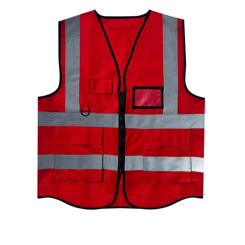 Safety Vest Jacket with Front Zipper & Pockets