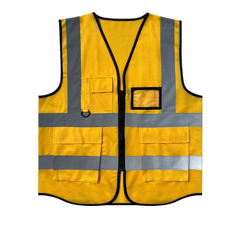Safety Vest Jacket with Front Zipper & Pockets