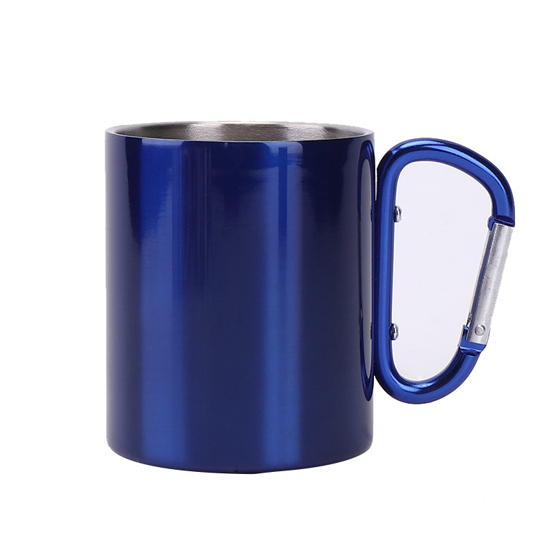 10 oz Brushed Stainless Steel Carabiner Camping Mug
