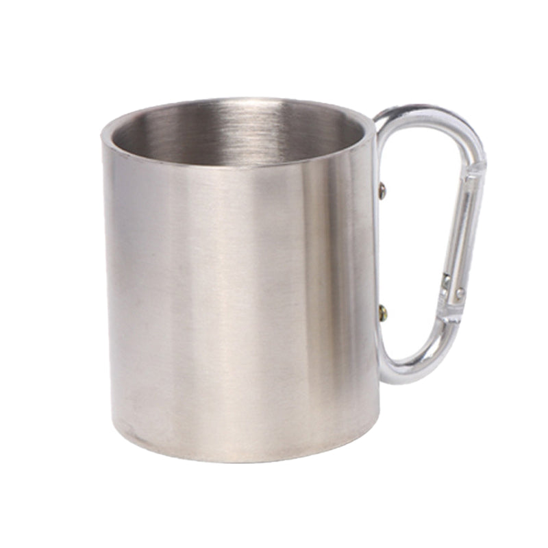 10 oz Brushed Stainless Steel Carabiner Camping Mug
