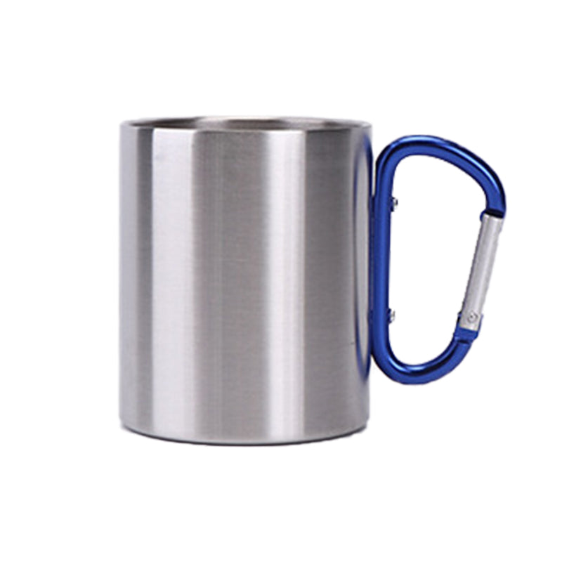 10 oz Brushed Stainless Steel Carabiner Camping Mug