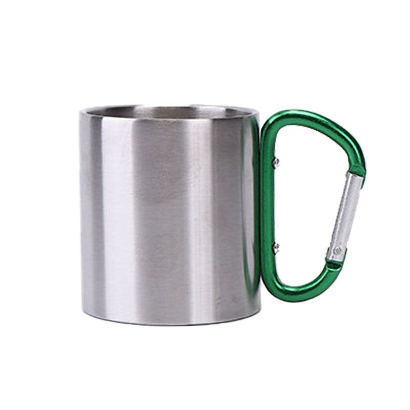 10 oz Brushed Stainless Steel Carabiner Camping Mug