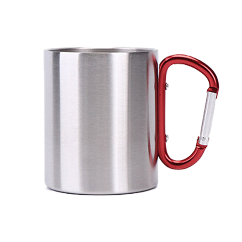 10 oz Brushed Stainless Steel Carabiner Camping Mug
