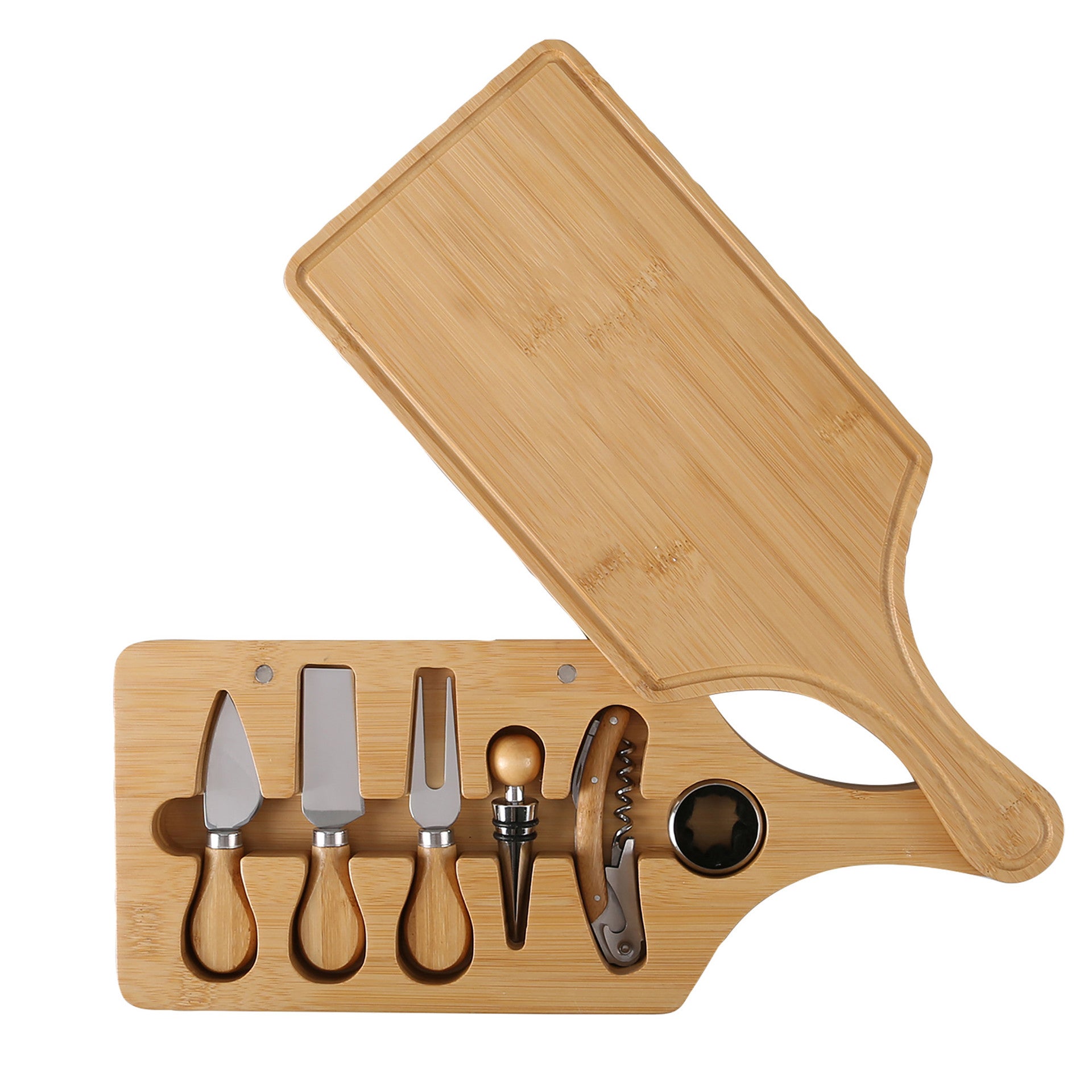 7-Piece Bamboo Cheese & Wine Board Set