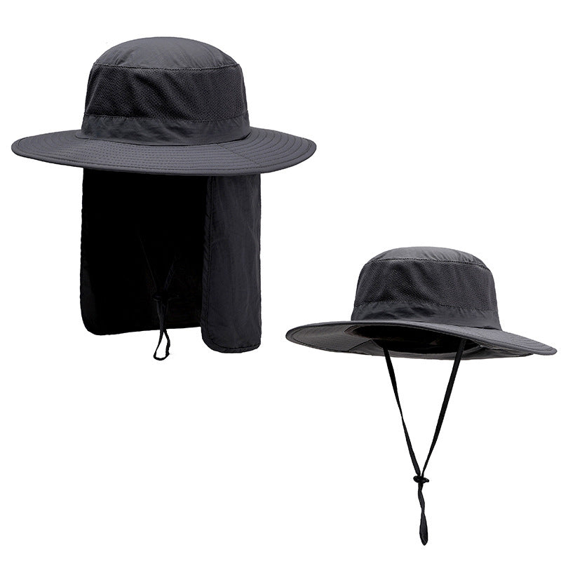 Wide Brim Summer Hat with Neck Flap