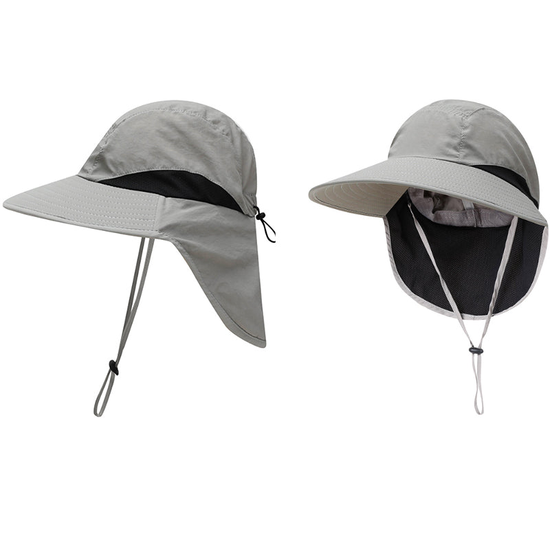 Summer Wide Brim Bucket Hat with Neck Flap
