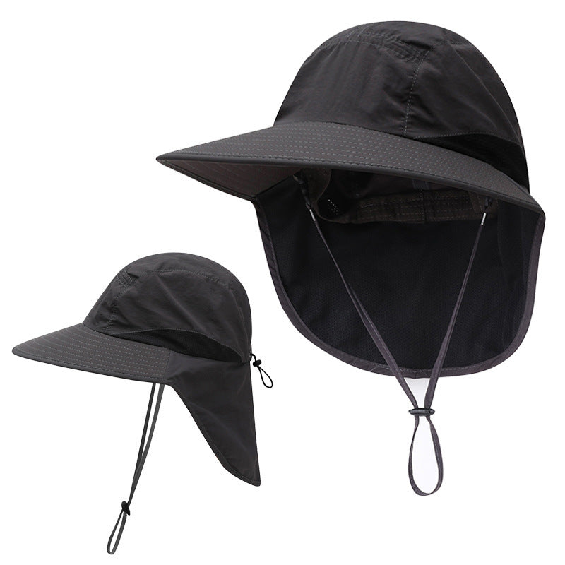Summer Wide Brim Bucket Hat with Neck Flap