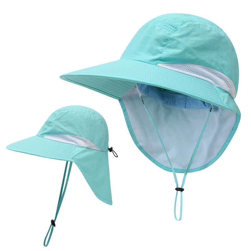 Summer Wide Brim Bucket Hat with Neck Flap