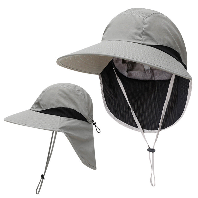 Summer Wide Brim Bucket Hat with Neck Flap