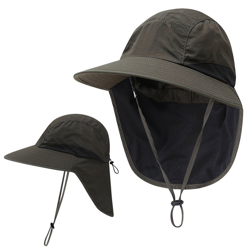 Summer Wide Brim Bucket Hat with Neck Flap