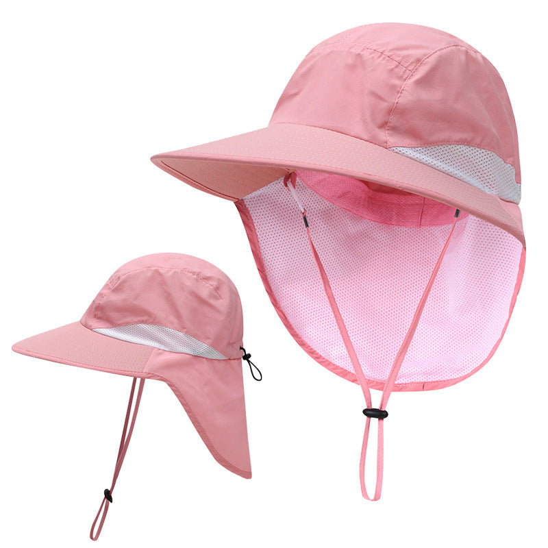 Summer Wide Brim Bucket Hat with Neck Flap