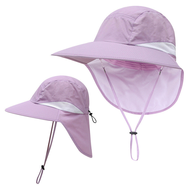 Summer Wide Brim Bucket Hat with Neck Flap