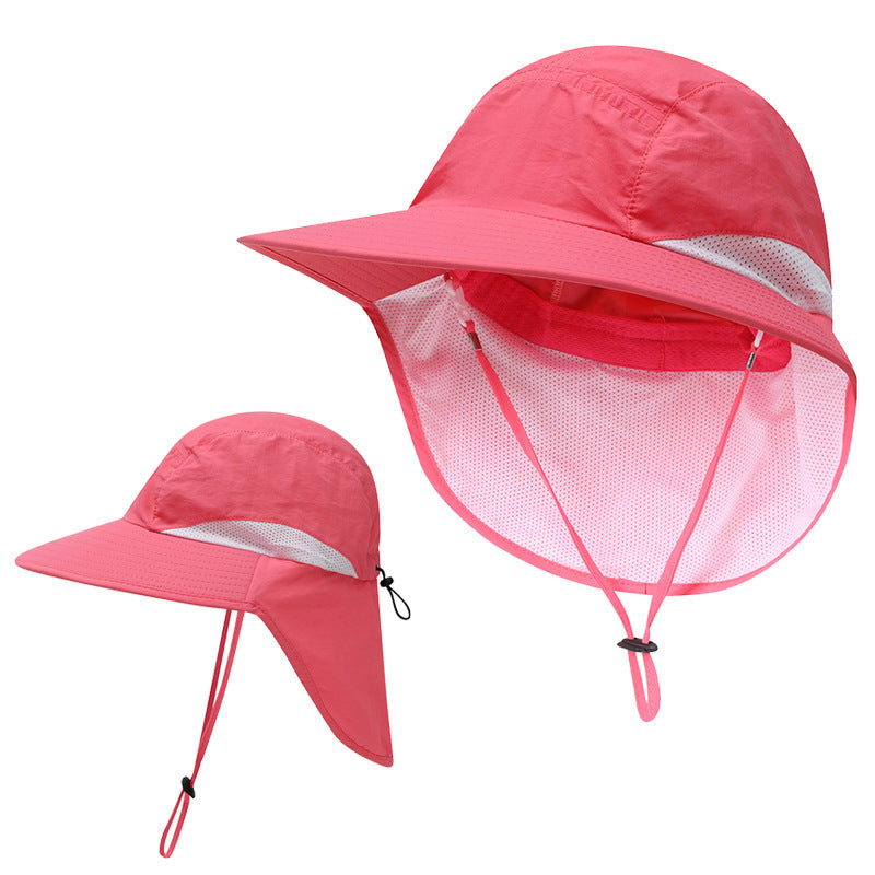 Summer Wide Brim Bucket Hat with Neck Flap
