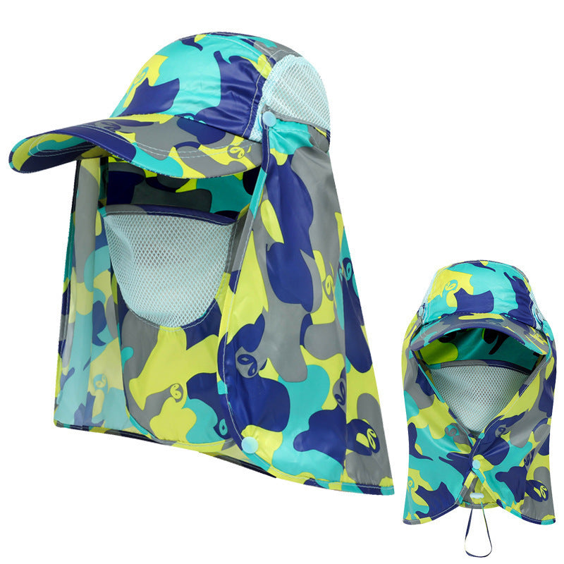 Polyester Outdoor Sun Hat with Removable Face Cover and Neck Flap