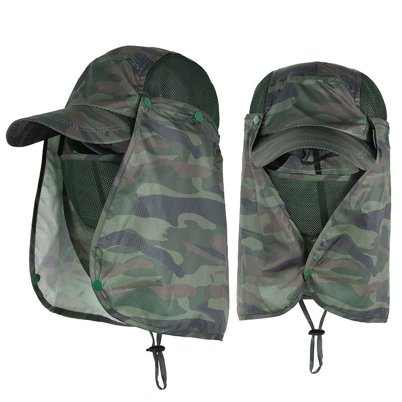 Polyester Outdoor Sun Hat with Removable Face Cover and Neck Flap
