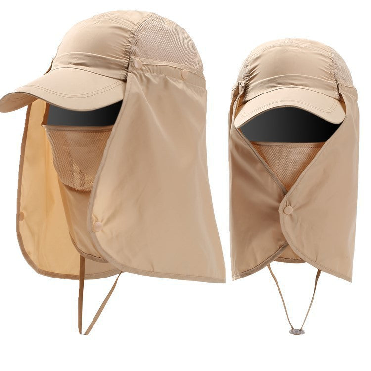 Polyester Outdoor Sun Hat with Removable Face Cover and Neck Flap