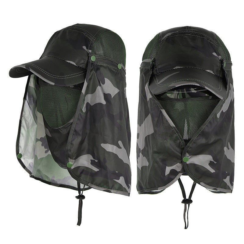 Polyester Outdoor Sun Hat with Removable Face Cover and Neck Flap