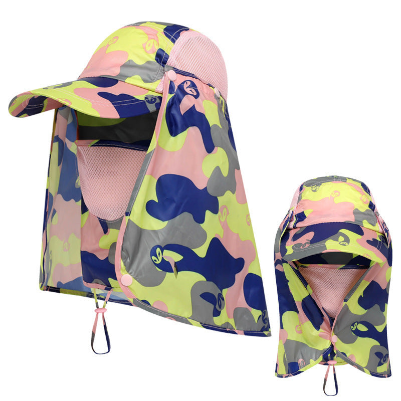 Polyester Outdoor Sun Hat with Removable Face Cover and Neck Flap