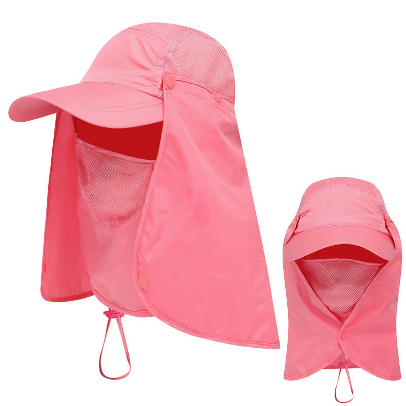 Polyester Outdoor Sun Hat with Removable Face Cover and Neck Flap