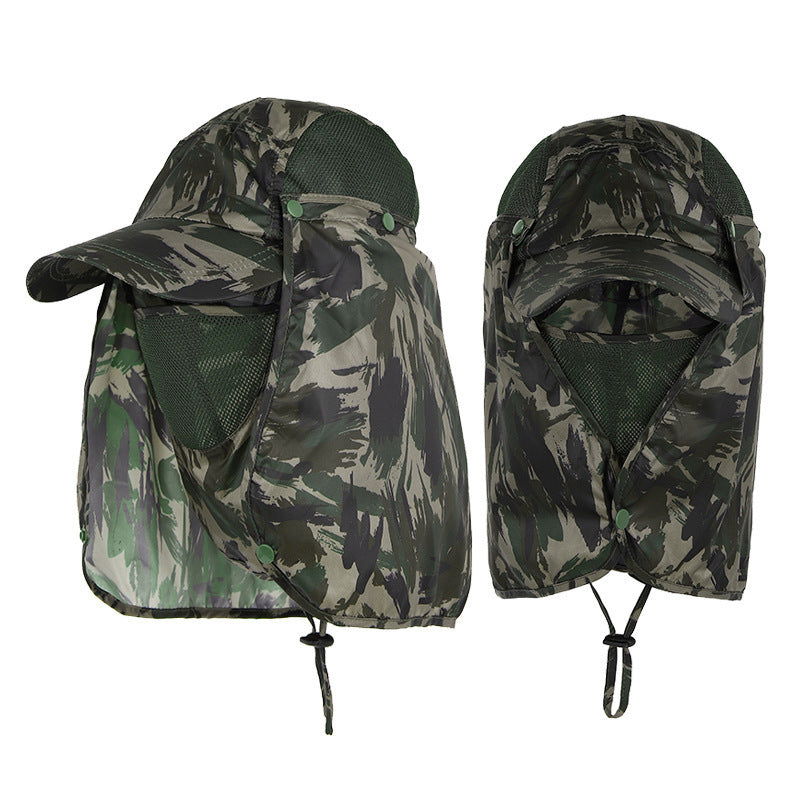 Polyester Outdoor Sun Hat with Removable Face Cover and Neck Flap