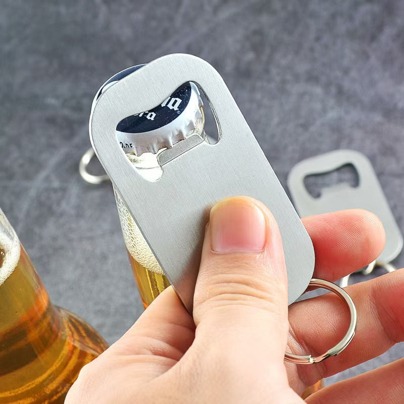 Stainless Steel Flat Beer Bottle Opener Keychain