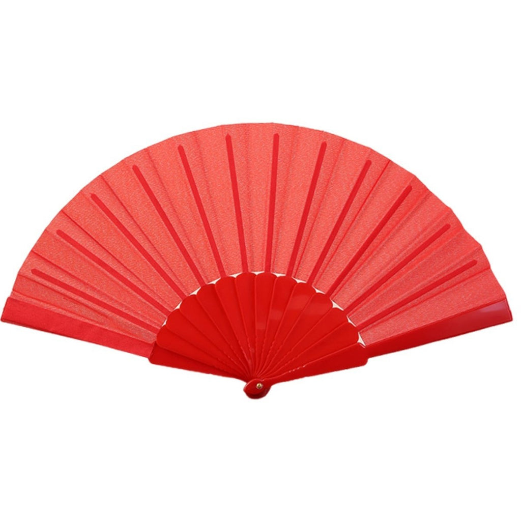 Folding Fabric Fan with Plastic Handle