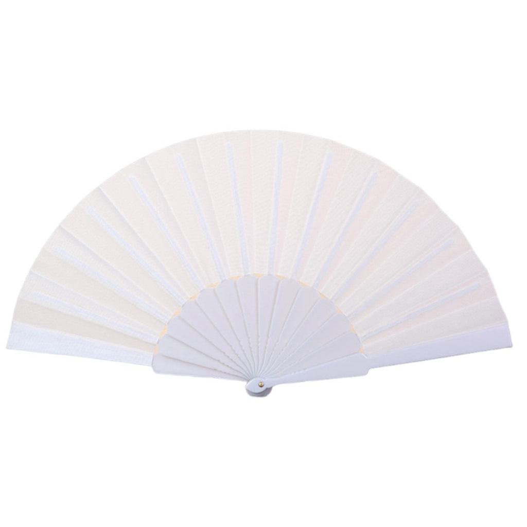 Folding Fabric Fan with Plastic Handle