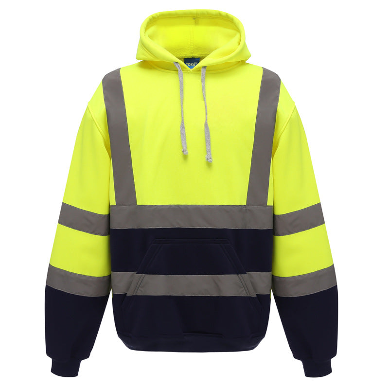 High Visibility Double-Band Reflective Tape Hoodie with Pocket and 2" Tape