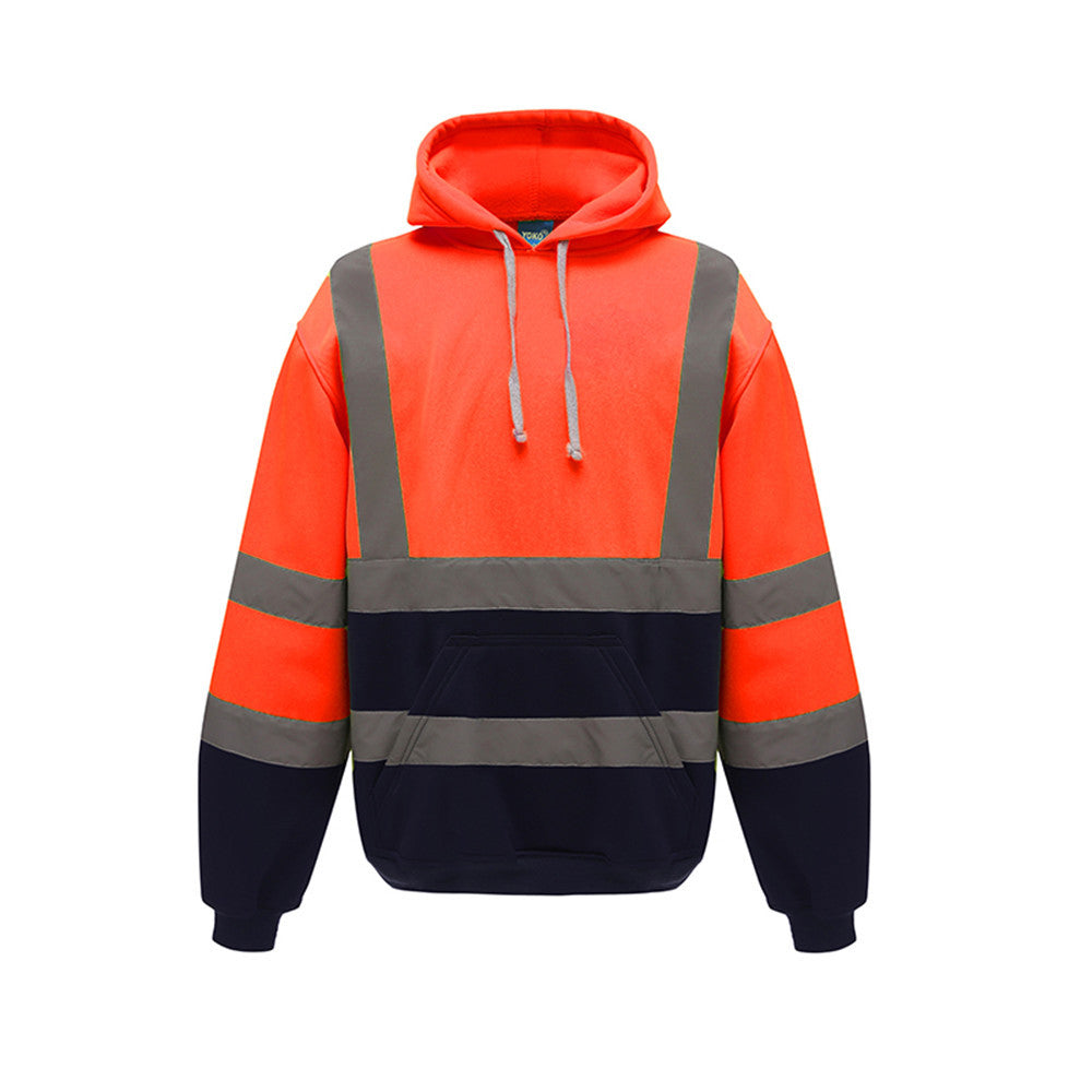 High Visibility Double-Band Reflective Tape Hoodie with Pocket and 2" Tape