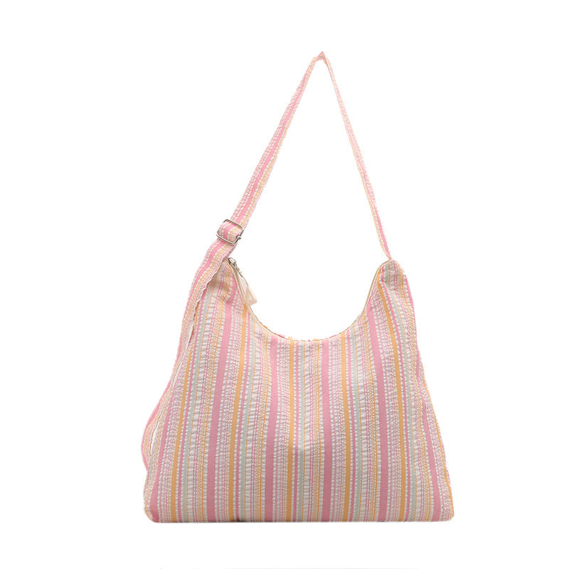 Canvas Zipper Tote Bag with Adjustable Shoulder Strap