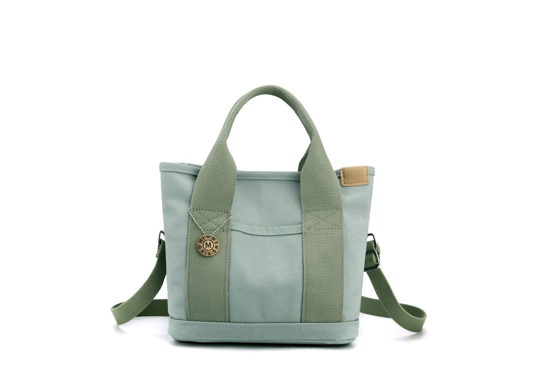 Small Cotton Canvas Tote Bag with Divider and Front Pocket