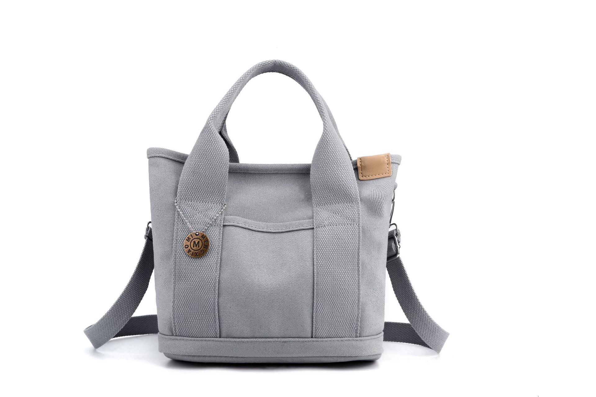 Small Cotton Canvas Tote Bag with Divider and Front Pocket