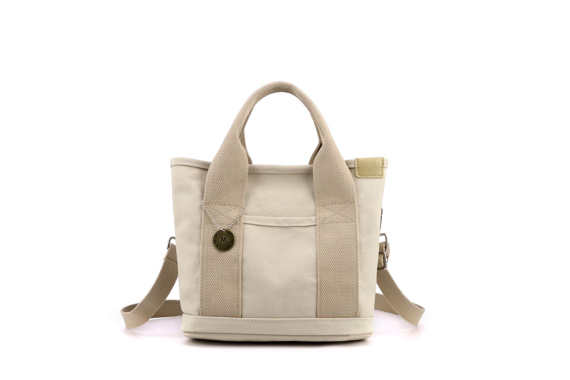 Small Cotton Canvas Tote Bag with Divider and Front Pocket