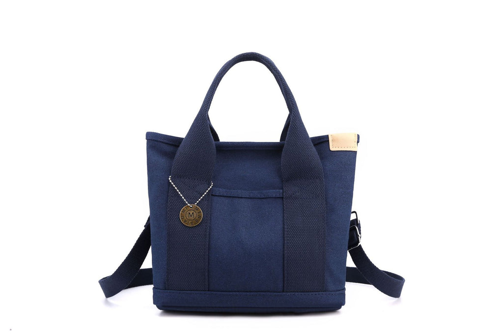 Small Cotton Canvas Tote Bag with Divider and Front Pocket