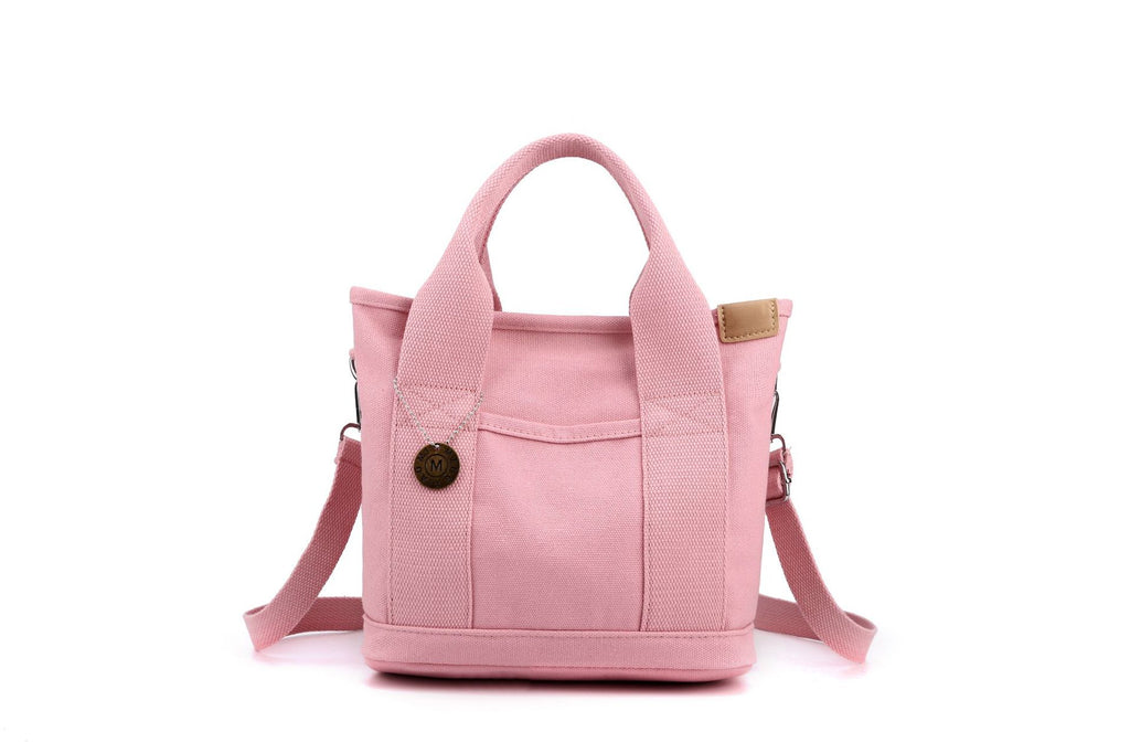Small Cotton Canvas Tote Bag with Divider and Front Pocket