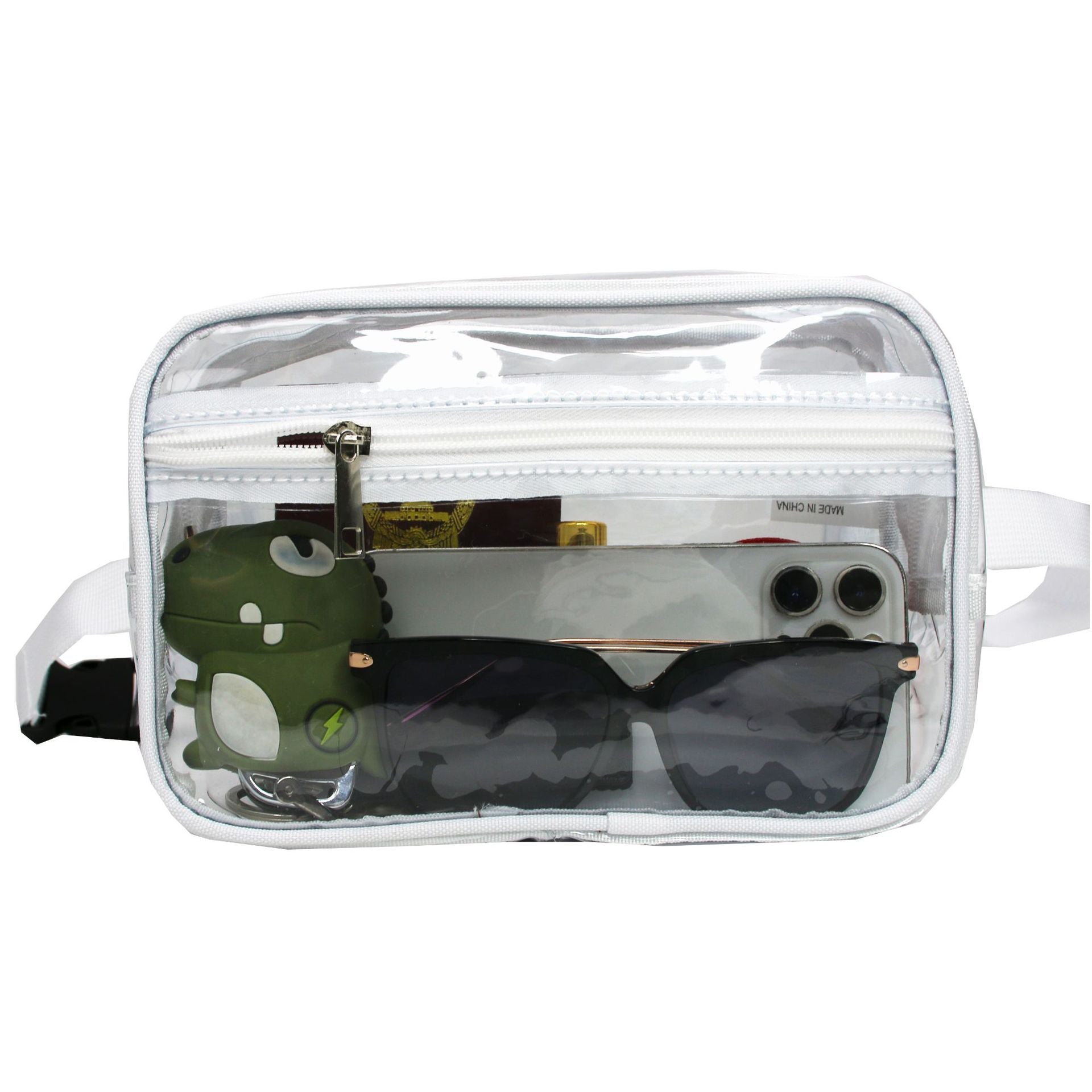Stadium-Approved Clear PVC Fanny Pack with Two Zipper Pockets