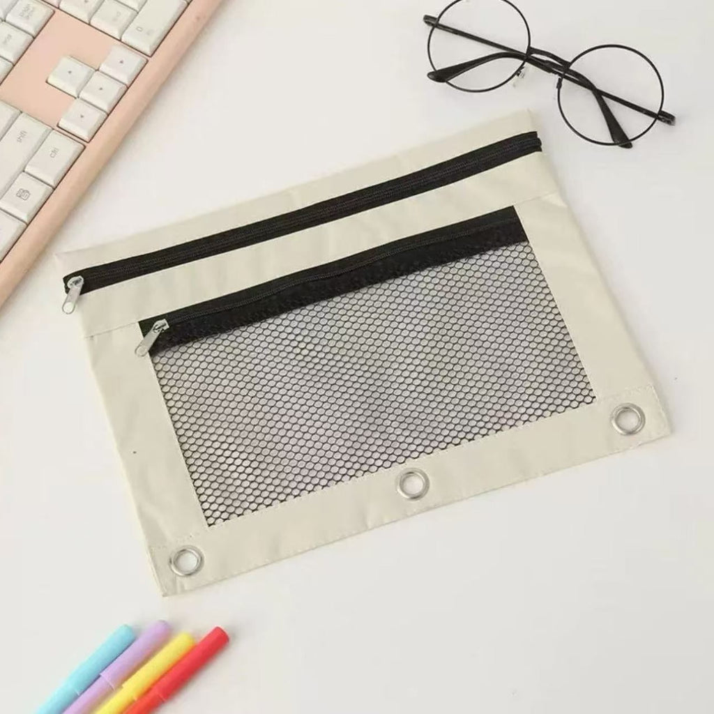 Three-Ring Pencil Pouch with Zipper