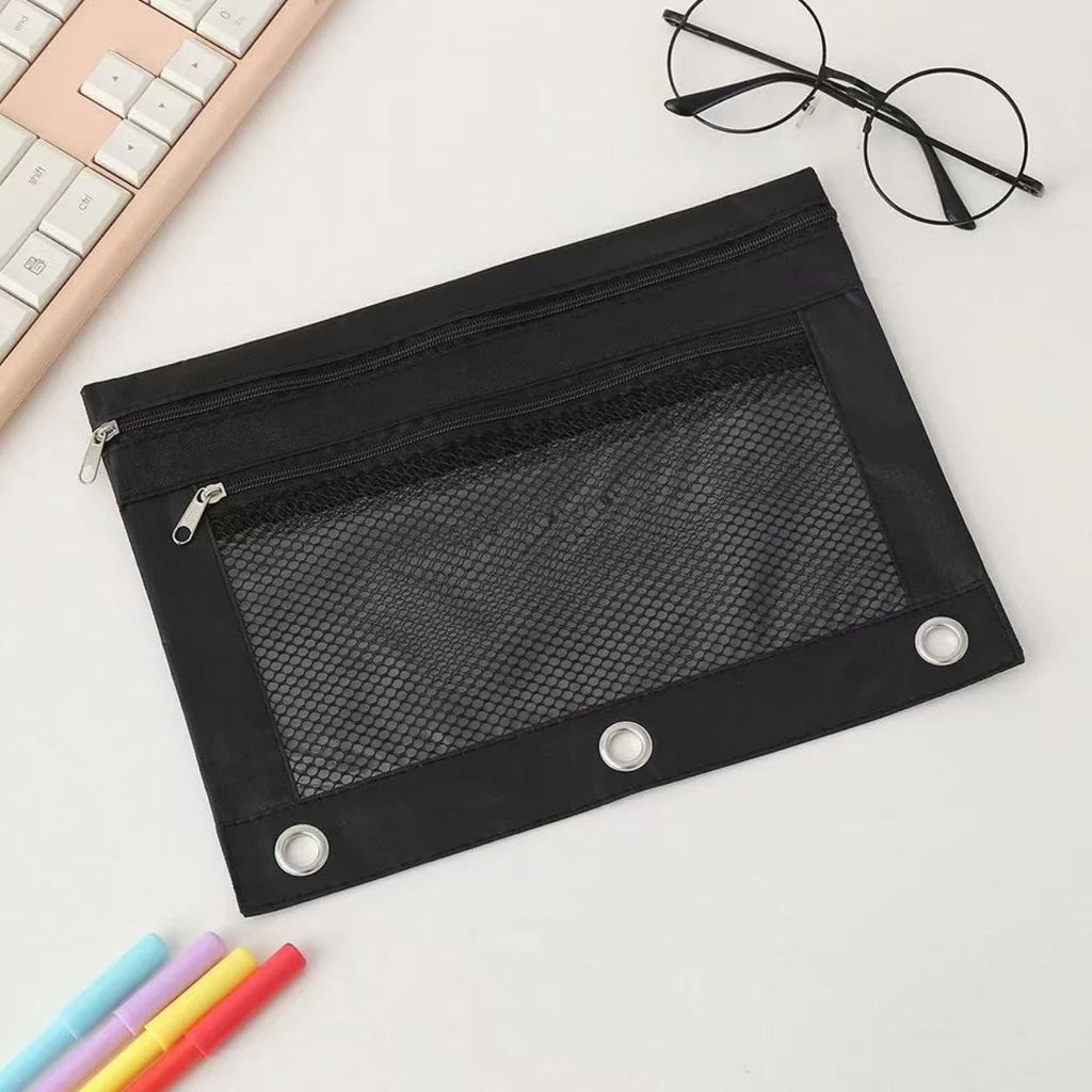 Three-Ring Pencil Pouch with Zipper
