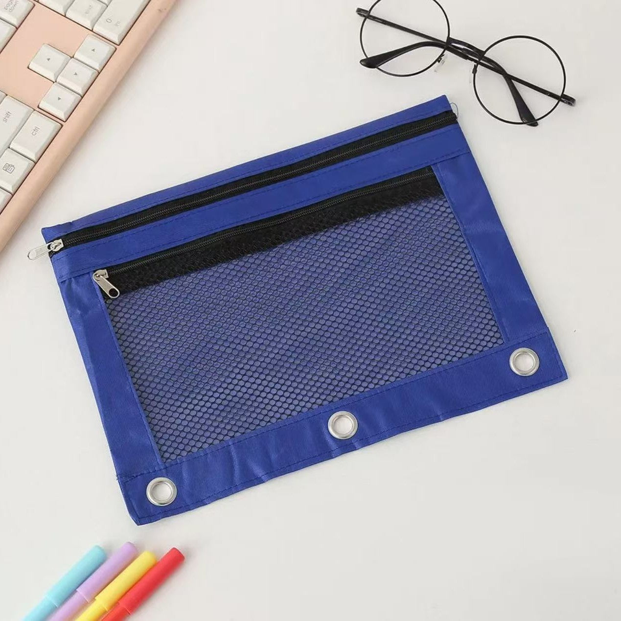 Three-Ring Pencil Pouch with Zipper
