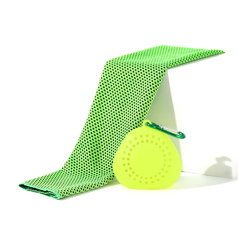 Portable Cooling Towel with Polyester Silicone Case and Carabiner